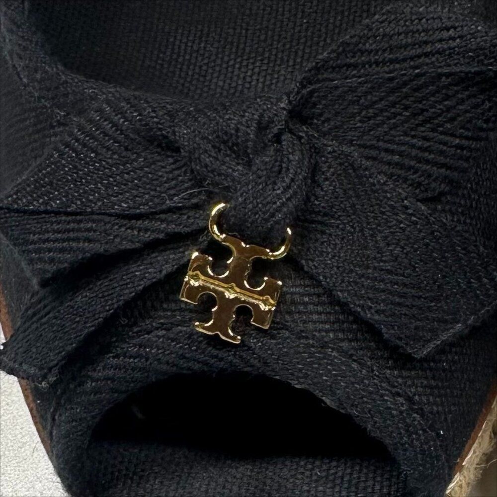 Tory Burch Black Canvas Wedge Espadrilles with Jute Sole - Picture 6 of 11